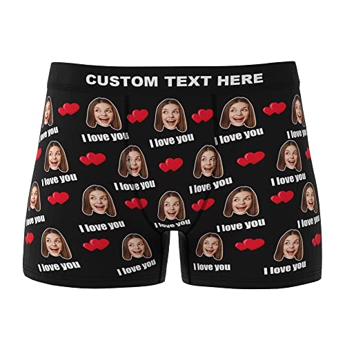 VEELU Personalisierte Herren Boxershorts Unterhosen mit Foto lustiges komisches Gesicht in vielen Farben xs-3xl Unterwäsche Geschenk für Freund Ehemann Valentinstag Geburtstag von VEELU