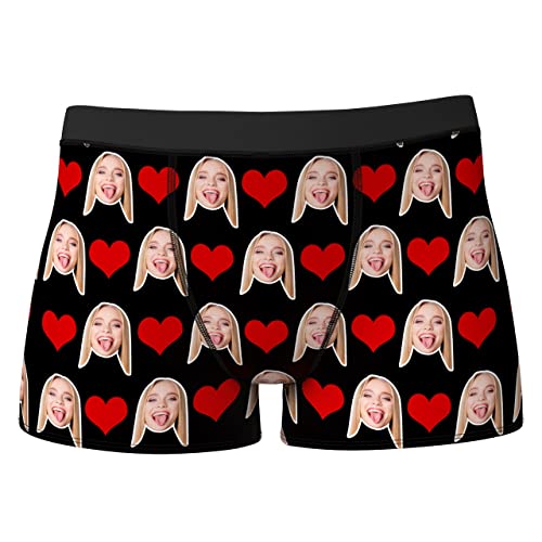 VEELU Personalisierte Herren Boxershorts Unterhosen mit Foto lustiges komisches Gesicht in vielen Farben xs-3xl Unterwäsche Geschenk für Freund Ehemann Valentinstag Geburtstag von VEELU