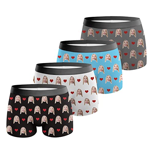 VEELU Unterhose Personalisiert Herren Boxershorts mit Gesicht Foto Bedrucken lustig Personalisierte Geschenke Männer Geschenk für Ehemann Weihnachten Valentinstag L von VEELU