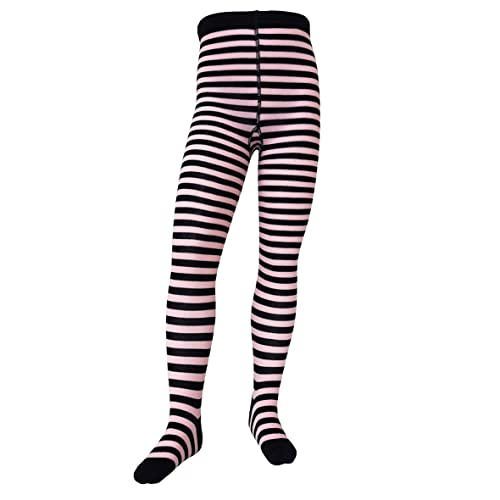 VEGATEKSA Baby and Children's Pattern Tights for Girls and Boys, mit Streifen, Made of Combed Cotton, Produced in EU, Adjustable Waist, Tunnel Rubber (146-152, Rosa Dunkelblau) von VEGATEKSA