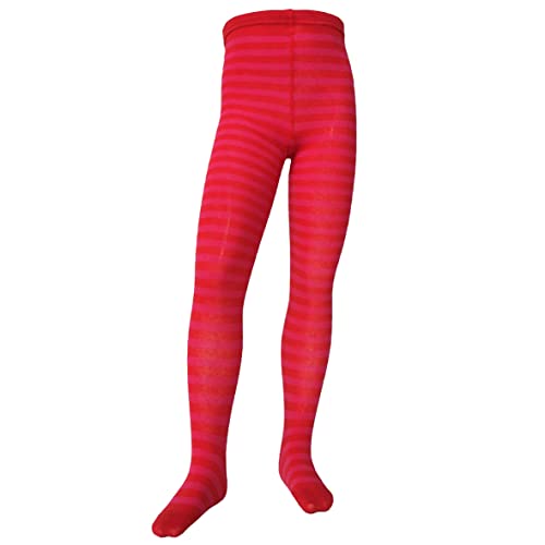 VEGATEKSA Baby and Children's Pattern Tights for Girls and Boys, mit Streifen, Made of Combed Cotton, Produced in EU, Adjustable Waist, Tunnel Rubber (146-152, Rot Rosa) von VEGATEKSA