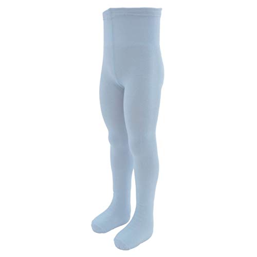 VEGATEKSA Baby und Kinder Strumpfhose für Jungen und Mädchen, aus Gekämmter Baumwolle, Made in EU, Verstellbare Taille, UNI Glatt in Lich Blau Pastel (146-152cm) von VEGATEKSA