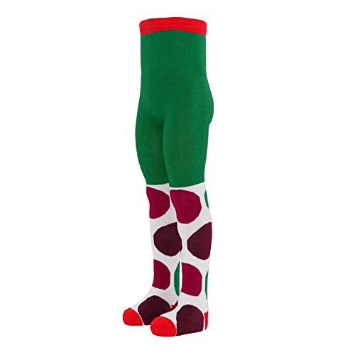 VEGATEKSA Baby und Kinderstrumpfhose für Mädchen aus Gekämmter Baumwolle, Groß Bubbles in Grün, MADE IN EU, Verstellbare Taille, Tunel Gummi (110-116cm) von VEGATEKSA