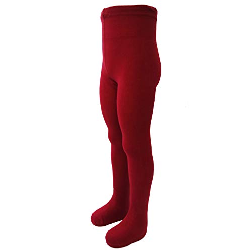 VEGATEKSA Strumpfhose für Jungen und Mädchen, aus Gekämmter Baumwolle, Made in EU, Verstellbare Taille, UNI Glatt in BORDEAUX (86-92cm) von VEGATEKSA