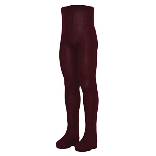 VEGATEKSA Strumpfhose für Jungen und Mädchen, aus Gekämmter Baumwolle, Made in EU, Verstellbare Taille, UNI Glatt in DUNKEL BORDEAUX (86-92cm) von VEGATEKSA