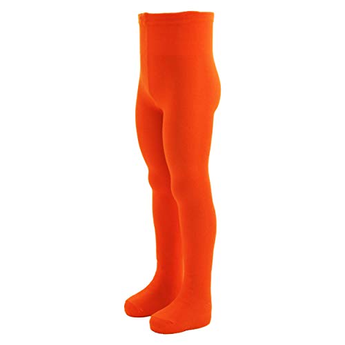 VEGATEKSA Strumpfhose für Jungen und Mädchen, aus Gekämmter Baumwolle, Made in EU, Verstellbare Taille, UNI Glatt in Orange (134-140cm) von VEGATEKSA