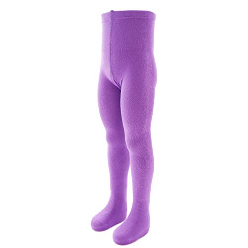 VEGATEKSA Strumpfhose für Jungen und Mädchen, aus Gekämmter Baumwolle, Made in EU, Verstellbare Taille, UNI Glatt in Violett Lila (110-116cm) von VEGATEKSA