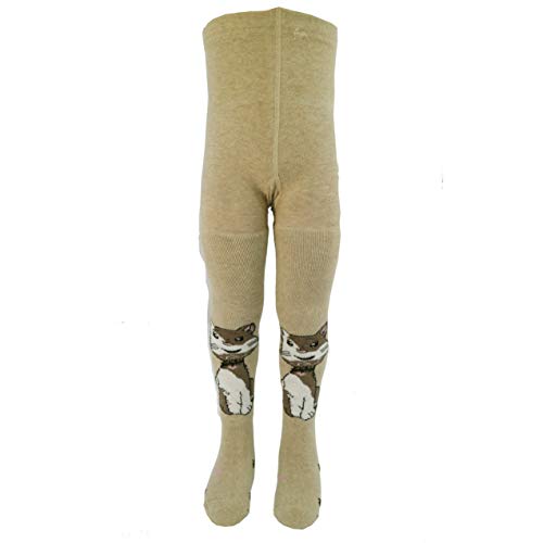 VEGATEKSA Thermo Beine Strumpfhose für Jungen und Mädchen in SOFT PLUSH ON BEINE aus Gekämmter Baumwolle, Kätzchen in Beige, Made in EU, Verstellbare Taille (98-104cm) von VEGATEKSA