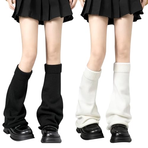 VEGCOO 2 Paar Leg Warmers (Schwarz + Weiß, M) von VEGCOO