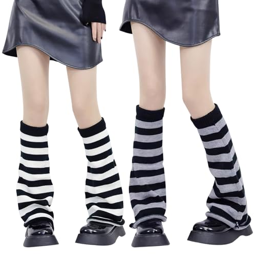 VEGCOO 2 Paar Leg Warmers (Schwarzer Streifen, M) von VEGCOO