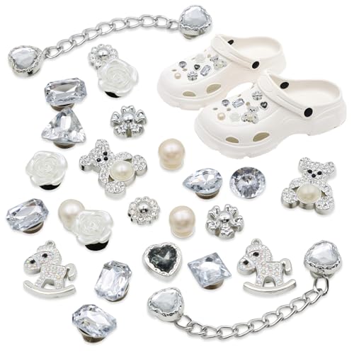 VEGCOO 25 Stück Schuhanstecker, Schuhanhänger für Clog Schuhe, Schuh Charms, Clog-Dekor Schuh-DIY-Zubehör, Anstecker Glitzer Schuhanstecker für Mädchen Frauen Kinde von VEGCOO