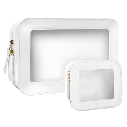VEGCOO Transparente Make-up-Tasche, Reise-Kulturbeutel mit doppeltem Reißverschluss, wasserdichte Kulturbeutel, kleine Make-up-Tasche, Kosmetiktasche für Damen und Mädchen, 2 Stück von VEGCOO
