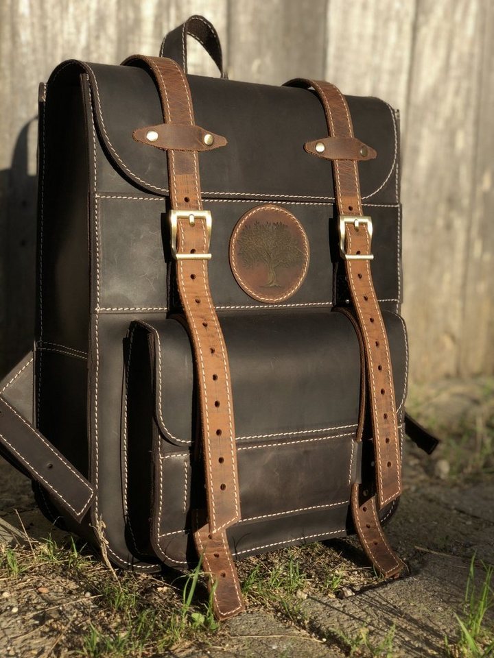 Wanderrucksack Vintage Leder Rucksack Echtes Leder Retro Stil Wanderrucksack Daypack Bagpack für Damen und Herren Tagesrucksack, echtesleder von VEGMANN