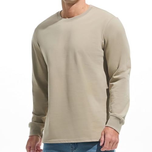 VEIISAR Herren Dickes Rundhals Langarm T-Shirt mit Herren 100 Baumwolle Heavy Duty Preshrunk langem Saum Shirt(T2L Gray XL) von VEIISAR