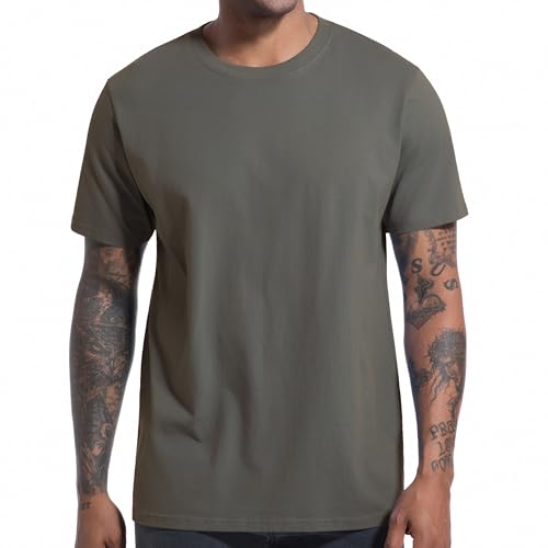 VEIISAR Herren T-Shirt 210 GSM Mittel Weight 100% Baumwolle (vorgewaschen) - Weich & Bequem Stoff Klassisches Basic T-Shirt - Uni-Farbe - Dunkelgrau S von VEIISAR