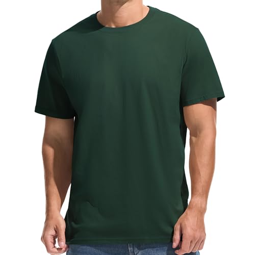 VEIISAR Herren T-Shirt 210 GSM Mittel Weight 100% Baumwolle (vorgewaschen) - Weich & Bequem Stoff Klassisches Basic T-Shirt - Uni-Farbe - Dunkelgrün XXL von VEIISAR