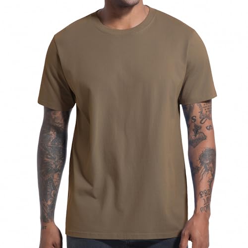 VEIISAR Herren T-Shirt 210 GSM Mittel Weight 100% Baumwolle (vorgewaschen) - Weich & Bequem Stoff Klassisches Basic T-Shirt - Uni-Farbe - Grau M von VEIISAR