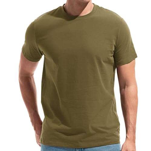 VEIISAR Herren T-Shirt mit Kurzarm Rundhalsausschnitt Weich sitzende elastische Tees Frische Klassische Tshirts (T31 Army Green XXL) von VEIISAR