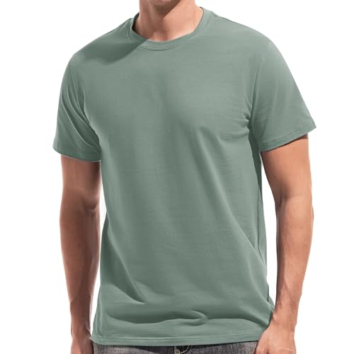 VEIISAR Herren T-Shirt mit Kurzarm Rundhalsausschnitt Weich sitzende elastische Tees Frische Klassische Tshirts (T31 Dark Green L) von VEIISAR