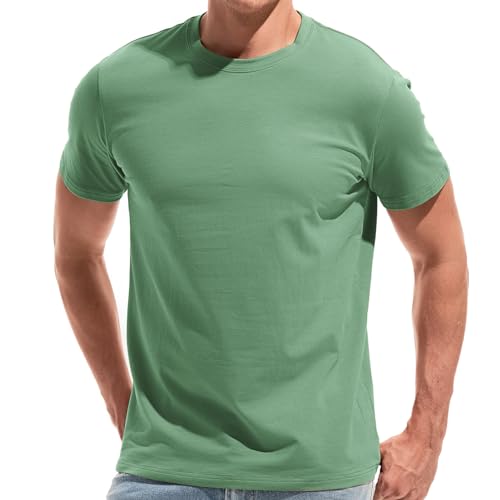 VEIISAR Herren T-Shirt mit Kurzarm Rundhalsausschnitt Weich sitzende elastische Tees Frische Klassische Tshirts (T31 Green XL) von VEIISAR