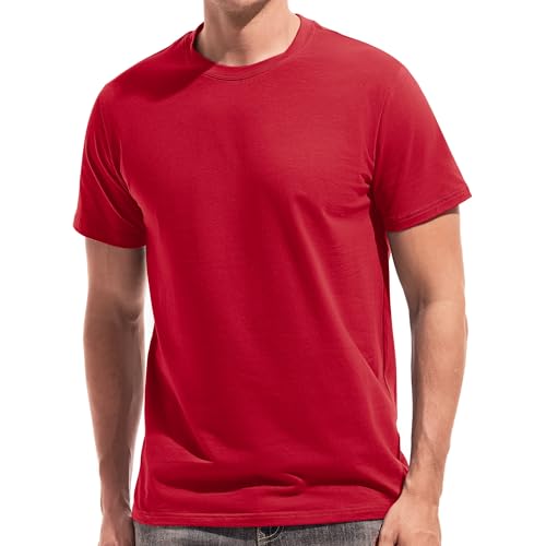 VEIISAR Herren T-Shirt mit Kurzarm Rundhalsausschnitt Weich sitzende elastische Tees Frische Klassische Tshirts (T31 Red XXL) von VEIISAR
