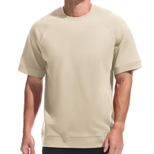 VEIISAR Premium Herren T-Shirt mit Raglan-Schnitt - Vorgewaschener 220g Mikro-Piqué Baumwollmix - Formbeständig mit Stretch - Verstärkter Rundum-Saum & Ärmelbund für Sport & Casual Beige 3XL VEIISAR Premium Herren T-Shirt mit Raglan-Schnitt - Vorgewaschener 220g Mikro-Piqué Baumwollmix - Formbeständig mit Stretch - Verstärkter Rundum-Saum & Ärmelbund für Sport & Casual Beige 3XL von VEIISAR