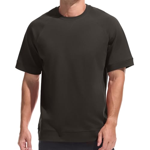 Herren T-Shirt aus Schwerer Baumwolle – 220g Dickes, modisches T Shirt für Freizeit & Casual Formbeständig mit Stretch Dunkelgrau L von VEIISAR