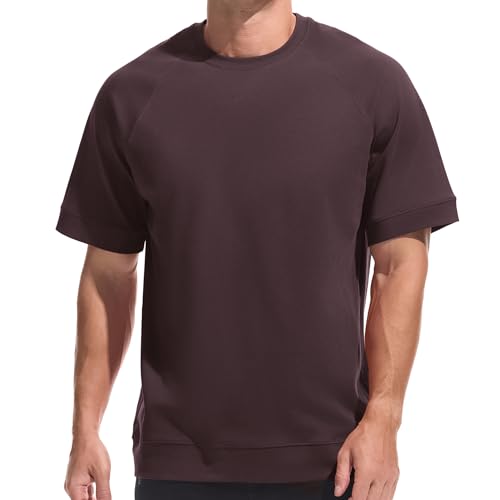 Herren T-Shirt aus Schwerer Baumwolle – 220g Dickes, modisches T Shirt für Freizeit & Casual Formbeständig mit Stretch Dunkelviolett XXL von VEIISAR