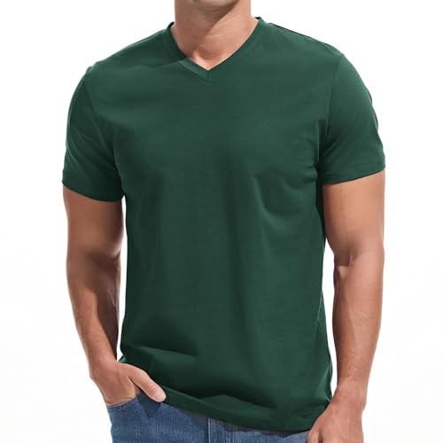 VEIISAR Premium V-Ausschnitt T-Shirts für Männer - modernen Fitted Tees V Neck Unterhemden (V8 Dark Green S) von VEIISAR