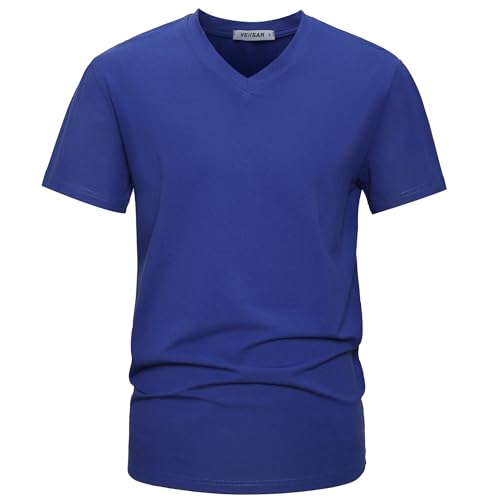VEIISAR Premium V-Ausschnitt T-Shirts für Männer - modernen Fitted Tees V Neck Unterhemden (V8 Purple Blue S) von VEIISAR