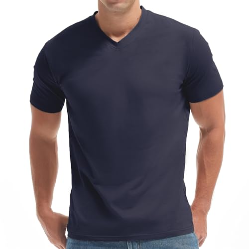 VEIISAR Premium V-Ausschnitt T-Shirts für Männer - modernen Fitted Tees V Neck Unterhemden (V8 Royal Blue XXL) von VEIISAR