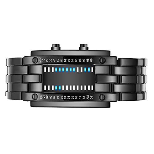 VELATEMOR Binary Blue LED Digital Watch, Klassische Modische Technologie Binäre Uhr mit Mineralglasspiegel und Wasserdichtem Design für Männer Frauen Geschenke von VELATEMOR