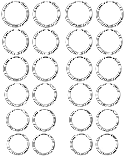 12Paar Kleine Creolen für Damen Edelstahl Silber Ohrringe Set Hypoallergen Creolen Huggie Endless Ohrringe Damen Creolen Runde Ohrringe Damen Gold Silber Mädchen von VELESAY