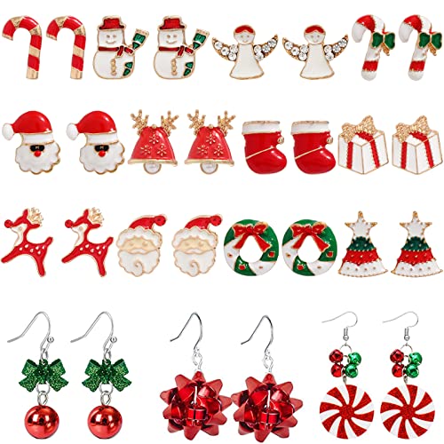 15Paare Weihnachten Tropfen Baumeln Ohrringe für Frauen Weihnachtsbaum Weihnachtsmann Ohrringe Damen Weihnachten Ohrringe Set Geschenk Schmuck Geschenk Christmas Earrings Gift von VELESAY