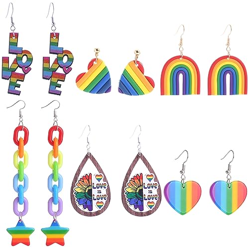 6Paare LGBTQ Regenbogen Ohrringe LGBTQ Stolz Ohrringe Set für Damen Frauen Lesbisch Gay Regenbogen Ohrstecker LGBTQ Zubehör Homosexuell Stolz Regenbogen Schmuck Zubehör Pride Lgbtq Accessoires von VELESAY