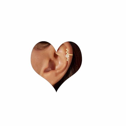 Ear Cuff für Damen Fake Piercing Ohrmanschette Ohrringe 14K Gold Clip Ohrklemme Silber Gold Earcuffs Fake Helix Knorpel Ohrringe Ohne Ohrloch Goldene Ohrringe Damen von VELESAY