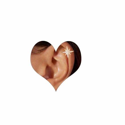 Ear Cuff für Damen Fake Piercing Ohrmanschette Ohrringe 14K Gold Clip Ohrklemme Silber Gold Earcuffs Fake Helix Knorpel Ohrringe Ohne Ohrloch Goldene Ohrringe Damen von VELESAY