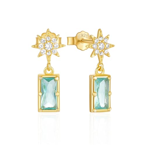 Ohrringe Silber 925 Hängend für Damen Mädchen 925 Sterling Silber Lang Hängend Ohrringe Hypoallergen Stern Zirkonia Tropfen Ohrstecker Set Hängend Schmuck Geschenk von VELESAY