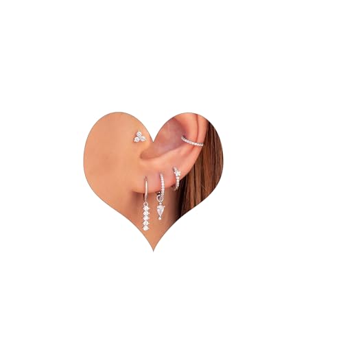 Piercing Ohr Silber Ohrringe Set für Mehrere Ohrlöcher Helix Piercings für Damen 14K Vergoldet Ohrstecker Set Klein Creolen Silber Ohrringe Damen Stapelbar Zirkonia Ohrstecker Piercing Ohr Silber Ohrringe Set für Mehrere Ohrlöcher Helix Piercings für Damen 14K Vergoldet Ohrstecker Set Klein Creolen Silber Ohrringe Damen Stapelbar Zirkonia Ohrstecker von VELESAY