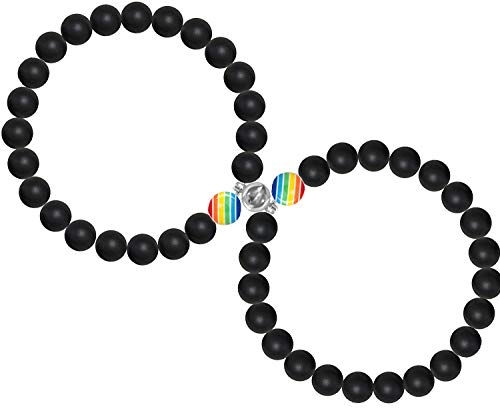 VELESAY 1 Paar Magnetisch LGBT Armbänder für Damen Herren Regenbogen Armband Homosexuell & Lesben Pride Armband Gay & Lesbian Armband Homosexual Homosexuell lesbisches Lesbe Armbänder LGBTQ von VELESAY