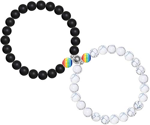 VELESAY 1 Paar Magnetisch LGBT Armbänder für Damen Herren Regenbogen Armband Homosexuell & Lesben Pride Armband Gay & Lesbian Armband Homosexual Homosexuell lesbisches Lesbe Armbänder LGBTQ von VELESAY