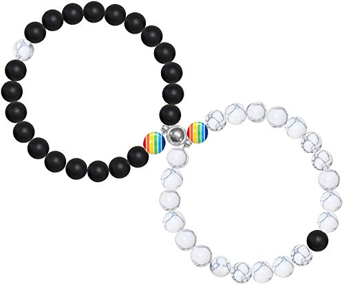 VELESAY 1 Paar Magnetisch LGBT Armbänder für Damen Herren Regenbogen Armband Homosexuell & Lesben Pride Armband Gay & Lesbian Armband Homosexual Homosexuell lesbisches Lesbe Armbänder LGBTQ von VELESAY