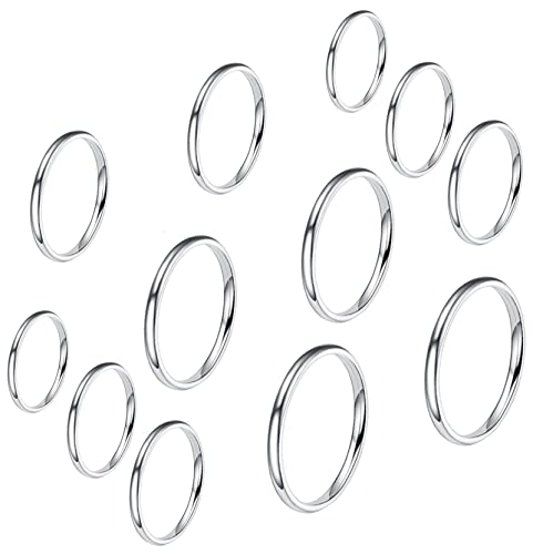 VELESAY 12 Stück Edelstahl Ringe Stapelbarer Knuckle Ringe für Damen Frauen 2MM Dünner Knöchelring Midi Band Ringe Stapelringe Fingerringe Edelstahl Knöchel Ringe Set Damen Schmuck von VELESAY