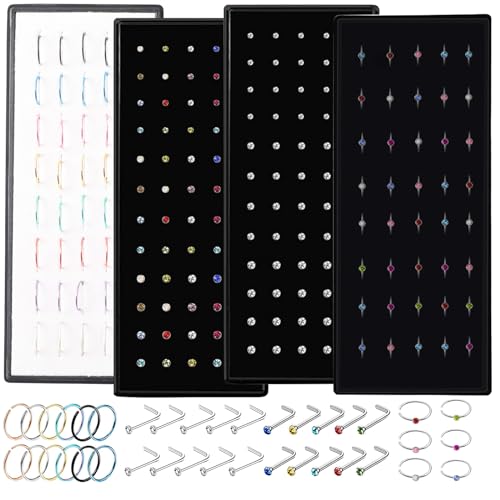 VELESAY 200 Stück Nasenstecker Edelstahl Nasenpiercing für Damen Herren L-Förmiger Nasenstecker Hypoallergen Nasenpiercing Stecker Lippenpiercing Piercing Nase Piercing Schmuck 1,5mm 2mm 2,5mm 3mm von VELESAY