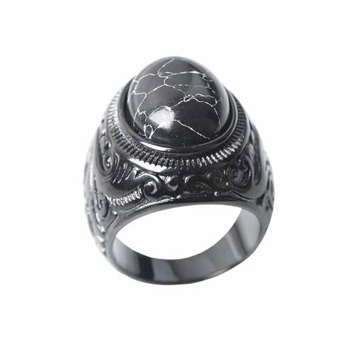 VELESAY Edelstahl Herren Ring Schwarz Siegelring Damen Punk Biker Gothic Hip Pop Ring Herren Schmuck Schwarz US10 von VELESAY