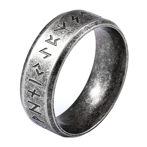 VELESAY Edelstahl Viking Herren Ring - Wikinger Nordische Mythologie Rune Punk Biker Gothic Hip Pop Schmuck von VELESAY