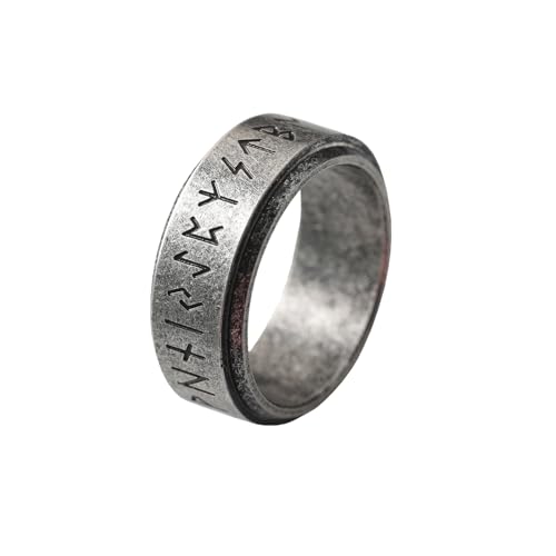 VELESAY Edelstahl Viking Herren Ring - Nordische Mythologie Schmuck für Männer und Frauen - Punk Biker Gothic Vintage Wikinger Rune - Silber US8 von VELESAY