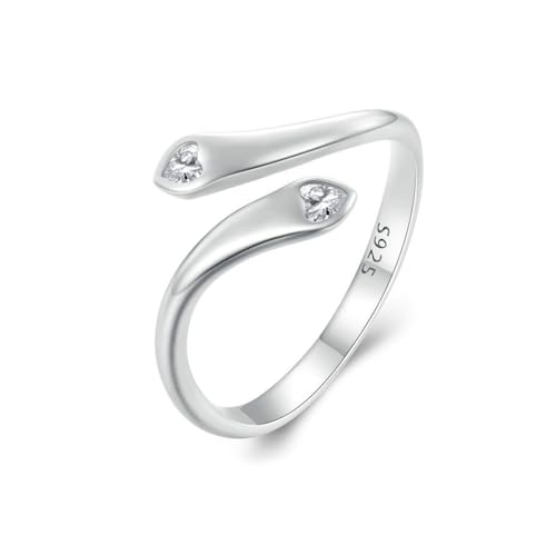 VELESAY Herz Ring Silber 925 für Damen Frauen Verstellbare Zirkonia Ring Freundschaftsring Trauringe Verlobungsring Promise Ring Damen 925 Silber Heart Ring Schmuck Geschenk von VELESAY