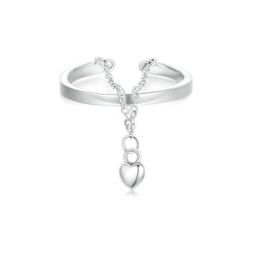 VELESAY Herz Ring Silber 925 für Damen Frauen Verstellbare Zirkonia Ring mit Anhänge Schmetterling Ring Verlobungsring Eheringe Ring Damen 925 Silber Heart Ring Schmuck Geschenk von VELESAY