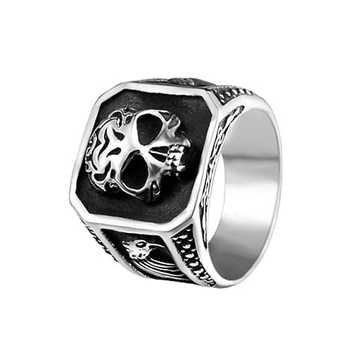 VELESAY Totenkopf Ring Herren Edelstahl Schädel Punk Biker Gothic Hip Pop Vintage Männer Schmuck Halloween von VELESAY